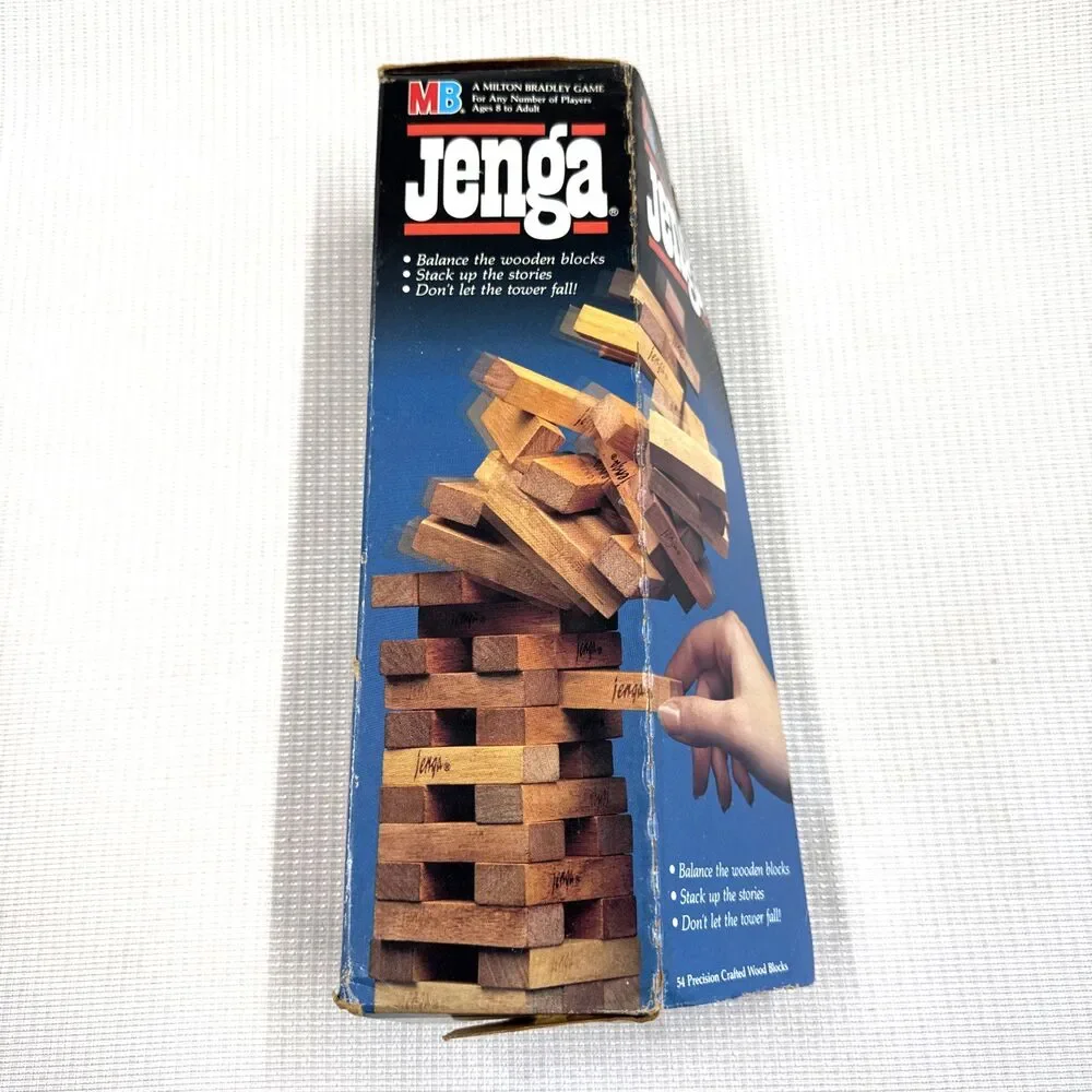 Vintage 1986 Original Jenga MB Game Wood Blocks - Retro - Made in USA